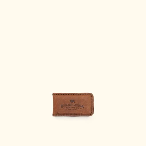 Buffalo Jackson Trading Co. Dakota Leather Magnetic Money Clip | Chestnut Brown