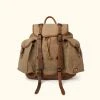 Buffalo Jackson Trading Co. Leather Travel Bags Dakota Waxed Canvas Rucksack | Field Khaki W/ Chestnut Brown Leather 2 Buffalo Jackson Trading Co. Leather Travel Bags Dakota Waxed Canvas Rucksack | Field Khaki W/ Chestnut Brown Leather