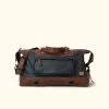 Buffalo Jackson Trading Co. Dakota Waxed Canvas Weekend Bag | Navy Charcoal W/ Chestnut Brown Leather Leather Duffle Bags