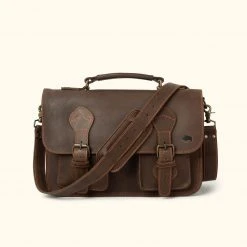 Buffalo Jackson Trading Co. Outlet Denver Leather Briefcase | Limited Edition - Dark Briar W/ Orange Stitching