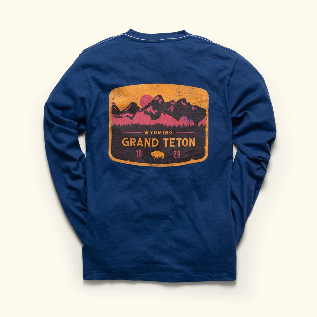 Buffalo Jackson Trading Co. Apparel Grand Teton National Park L/S Tee | Royal Blue 3 Buffalo Jackson Trading Co. Apparel Grand Teton National Park L/S Tee | Royal Blue
