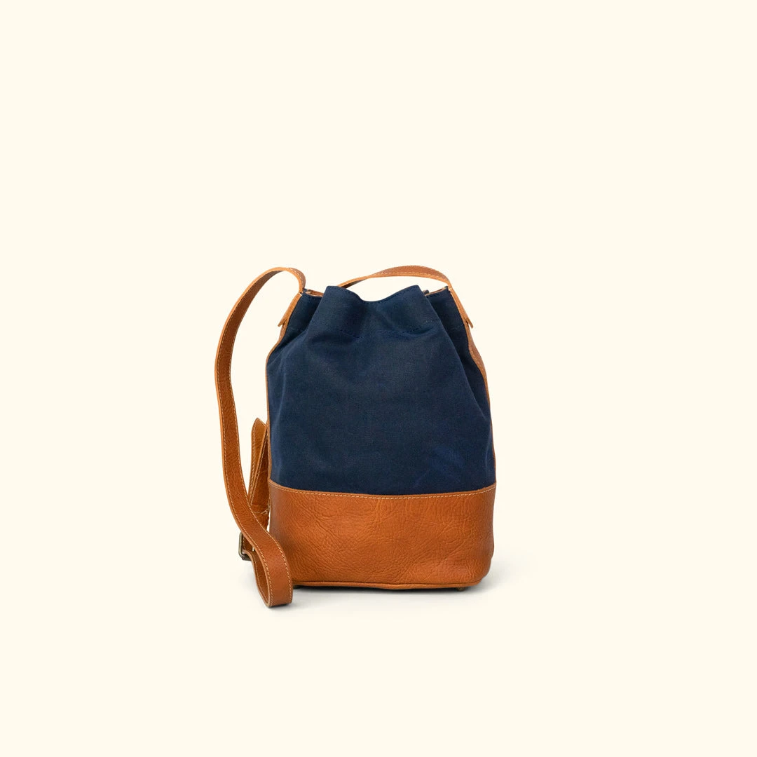 Buffalo Jackson Trading Co. Madison Waxed Canvas Bucket Bag | Navy W/ Saddle Tan Leather 6 Buffalo Jackson Trading Co. Madison Waxed Canvas Bucket Bag | Navy W/ Saddle Tan Leather
