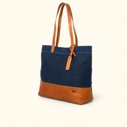 Buffalo Jackson Trading Co. Madison Waxed Canvas Tote Bag | Navy W/ Saddle Tan Leather 16 Buffalo Jackson Trading Co. Madison Waxed Canvas Tote Bag | Navy W/ Saddle Tan Leather