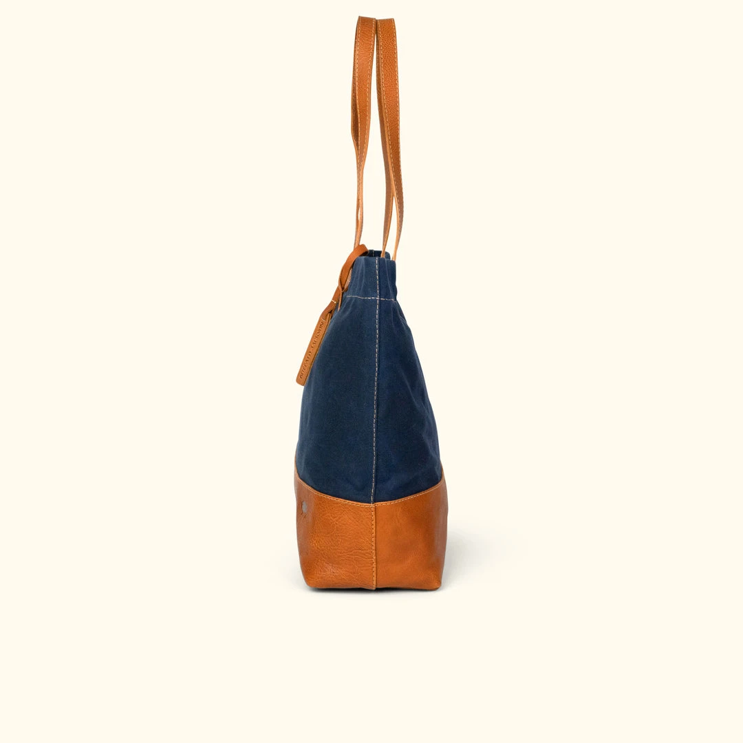 Buffalo Jackson Trading Co. Madison Waxed Canvas Tote Bag | Navy W/ Saddle Tan Leather 6 Buffalo Jackson Trading Co. Madison Waxed Canvas Tote Bag | Navy W/ Saddle Tan Leather