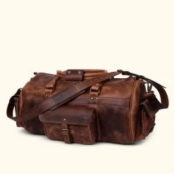 Buffalo Jackson Trading Co. Roosevelt Buffalo Leather Duffle Bag | Dark Oak