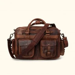 Buffalo Jackson Trading Co. Roosevelt Buffalo Leather Pilot Bag | Dark Oak