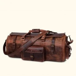 Buffalo Jackson Trading Co. Roosevelt Buffalo Leather Travel Duffle Bag | Dark Oak