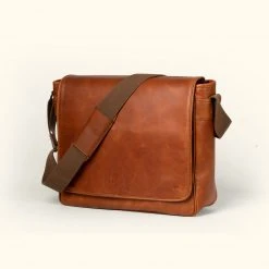 Buffalo Jackson Trading Co. Roosevelt Buffalo Leather Satchel Messenger Bag | Amber Brown New