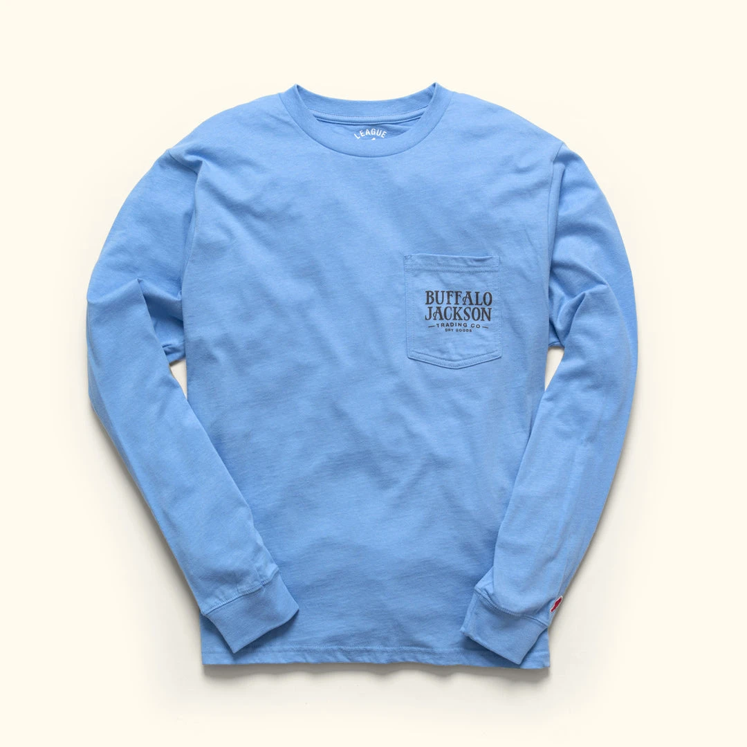 Buffalo Jackson Trading Co. Yellowstone National Park L/S Tee | Powder Blue 4 Buffalo Jackson Trading Co. Yellowstone National Park L/S Tee | Powder Blue