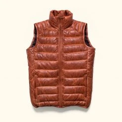 Buffalo Jackson Trading Co. Leather Jackets Bridger Leather Down Vest | Light Brown