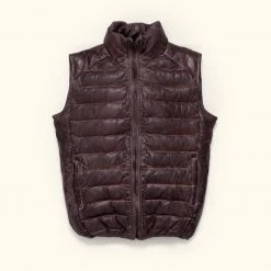 Buffalo Jackson Trading Co. Leather Jackets Bridger Leather Down Vest | Dark Brown