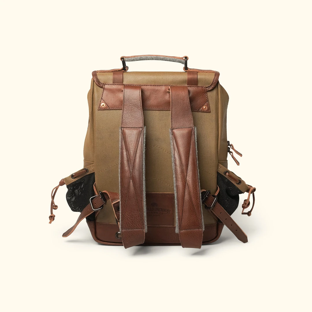 Buffalo Jackson Trading Co. Leather Backpacks Dakota Waxed Canvas Commuter Backpack | Field Khaki W/ Chestnut Brown Leather 6 Buffalo Jackson Trading Co. Leather Backpacks Dakota Waxed Canvas Commuter Backpack | Field Khaki W/ Chestnut Brown Leather