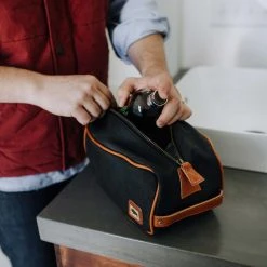 Buffalo Jackson Trading Co. Dakota Waxed Canvas Dopp Kit Toiletry Bag | Navy Charcoal W/ Saddle Tan Leather 13 Buffalo Jackson Trading Co. Dakota Waxed Canvas Dopp Kit Toiletry Bag | Navy Charcoal W/ Saddle Tan Leather