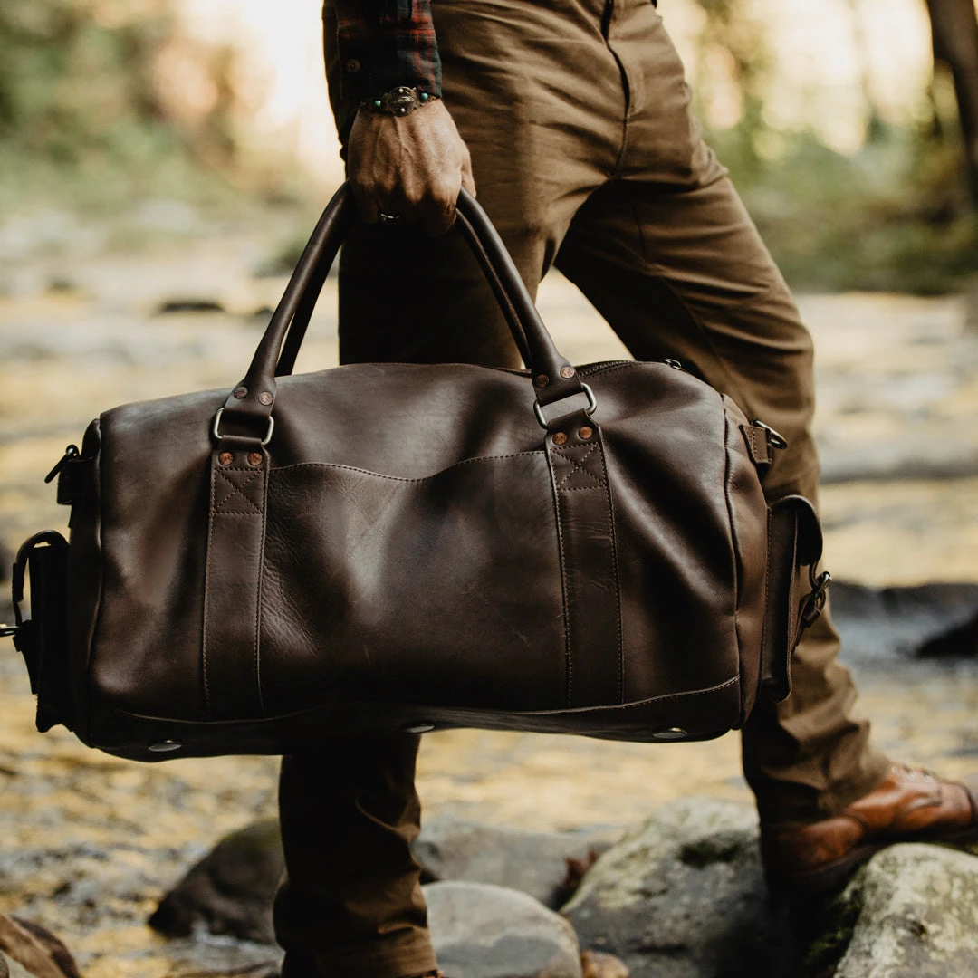 Buffalo Jackson Trading Co. Denver Leather Travel Duffle Bag | Dark Briar 11 Buffalo Jackson Trading Co. Denver Leather Travel Duffle Bag | Dark Briar