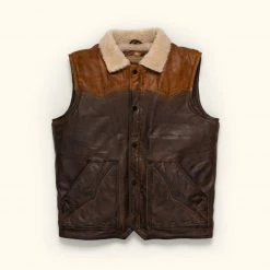 Buffalo Jackson Trading Co. Leather Jackets Jackson Leather Sherpa Vest | Tan & Brown