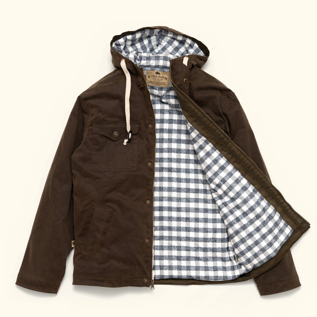 Buffalo Jackson Trading Co. Leather Marshall Hooded Jacket | Dark Khaki 5 Buffalo Jackson Trading Co. Leather Marshall Hooded Jacket | Dark Khaki