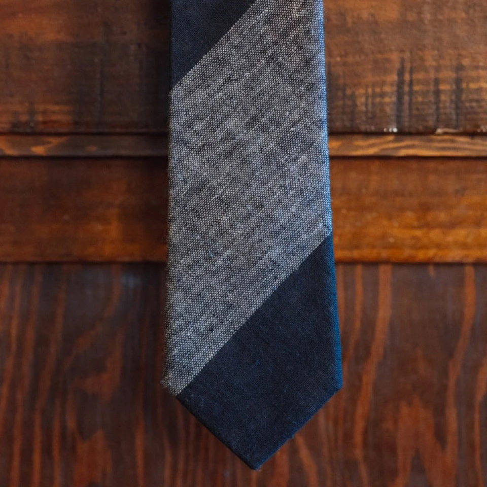 Buffalo Jackson Trading Co. Heathered Stripe Cotton Necktie | Charcoal 4 Buffalo Jackson Trading Co. Heathered Stripe Cotton Necktie | Charcoal