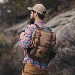 Buffalo Jackson Trading Co. Leather Backpacks Dakota Waxed Canvas Commuter Backpack | Field Khaki W/ Chestnut Brown Leather 17 Buffalo Jackson Trading Co. Leather Backpacks Dakota Waxed Canvas Commuter Backpack | Field Khaki W/ Chestnut Brown Leather