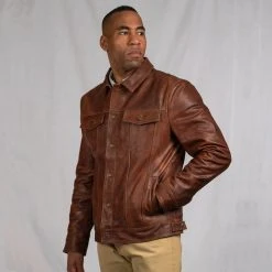 Buffalo Jackson Trading Co. Leather Jackets Driggs Leather Jacket | Cognac Brown