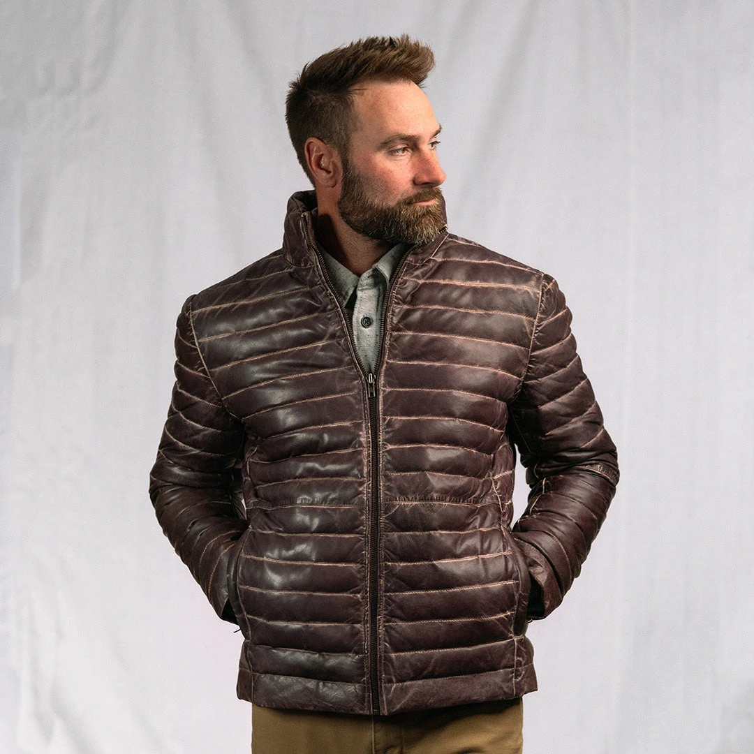 Buffalo Jackson Trading Co. Leather Jackets Bridger Leather Down Jacket | Dark Brown 5 Buffalo Jackson Trading Co. Leather Jackets Bridger Leather Down Jacket | Dark Brown