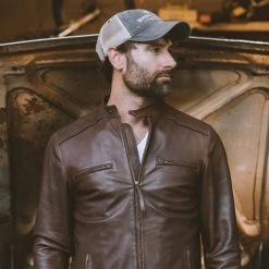 Buffalo Jackson Trading Co. Thompson Leather Moto Jacket | Brown