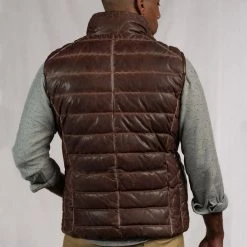 Buffalo Jackson Trading Co. Leather Jackets Bridger Leather Down Vest | Dark Brown