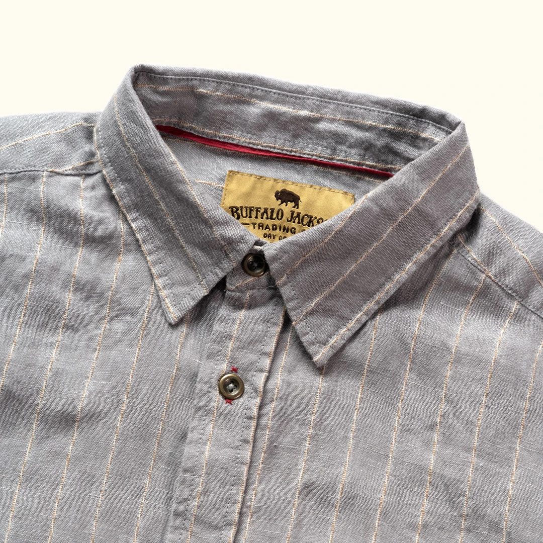 Buffalo Jackson Trading Co. Apparel Miller Striped Short Sleeve Shirt | Grey 4 Buffalo Jackson Trading Co. Apparel Miller Striped Short Sleeve Shirt | Grey