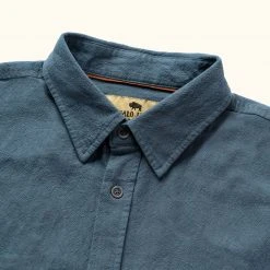 Buffalo Jackson Trading Co. Linen Short Sleeve Shirt | Blue 9 Buffalo Jackson Trading Co. Linen Short Sleeve Shirt | Blue