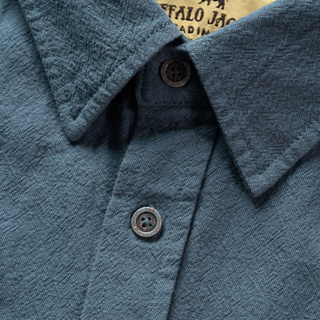 Buffalo Jackson Trading Co. Linen Short Sleeve Shirt | Blue 5 Buffalo Jackson Trading Co. Linen Short Sleeve Shirt | Blue