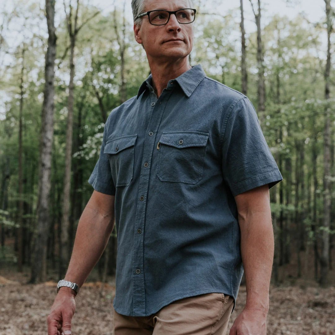 Buffalo Jackson Trading Co. Linen Short Sleeve Shirt | Blue 8 Buffalo Jackson Trading Co. Linen Short Sleeve Shirt | Blue