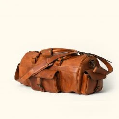 Buffalo Jackson Trading Co. New Roosevelt Buffalo Leather Duffle Bag | Amber Brown