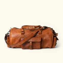 Buffalo Jackson Trading Co. New Roosevelt Buffalo Leather Duffle Bag | Amber Brown
