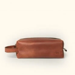 Buffalo Jackson Trading Co. Roosevelt Buffalo Leather Dopp Kit | Amber Brown Dopp Kits & Toiletry Kits