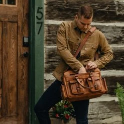 Buffalo Jackson Trading Co. Roosevelt Buffalo Leather Pilot Bag | Amber Brown