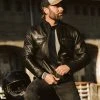 Buffalo Jackson Trading Co. Leather Jackets Thompson Leather Moto Jacket | Black