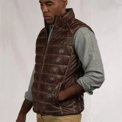Buffalo Jackson Trading Co. Leather Jackets Bridger Leather Down Vest | Dark Brown