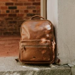 Buffalo Jackson Trading Co. Walker Leather Backpack | Rustic Tan Leather Travel Bags