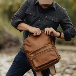 Buffalo Jackson Trading Co. Walker Leather Backpack | Rustic Tan Leather Travel Bags