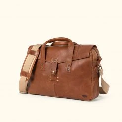 Buffalo Jackson Trading Co. Walker Leather Briefcase Bag | Rustic Tan