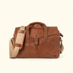 Buffalo Jackson Trading Co. Walker Leather Briefcase Bag | Rustic Tan