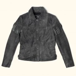 Buffalo Jackson Trading Co. Women's Oakley Fringe Leather Jacket | Grey