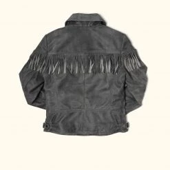 Buffalo Jackson Trading Co. Women's Oakley Fringe Leather Jacket | Grey