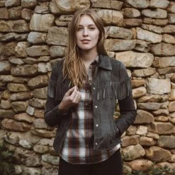 Buffalo Jackson Trading Co. Women's Oakley Fringe Leather Jacket | Grey